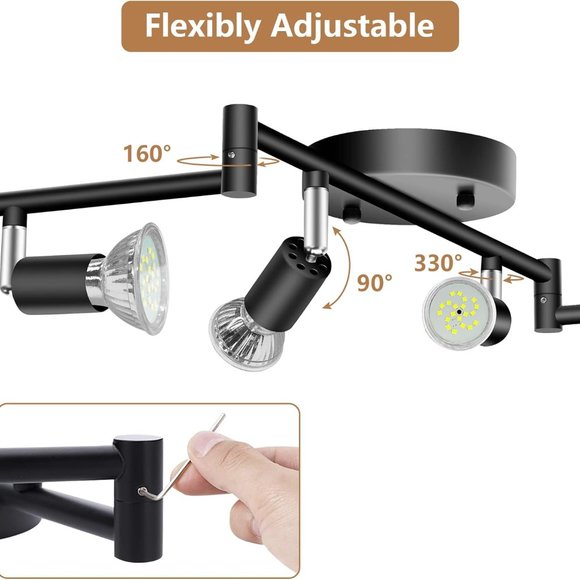 6 Lights LED Track Lighting Kit, Foldable Ceiling Spot Lighting with Fle - Picture 3 of 9